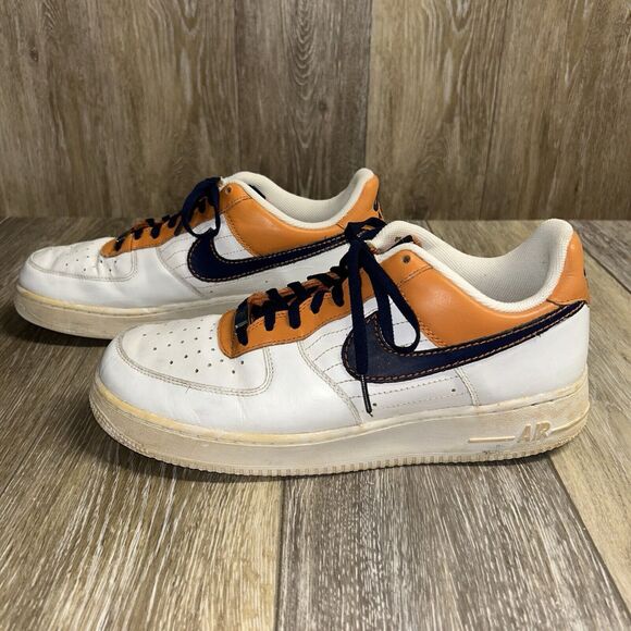 Nike Air Force 1s Mens US Size 9.5 Low White Orange Blue AF1 82 317295-841 Shoes - Picture 5 of 11